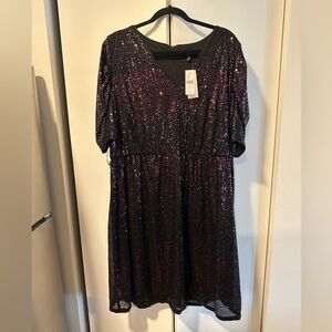 NWT Lane Bryant Sequin Fit N Flare Dress Missing Belt 18